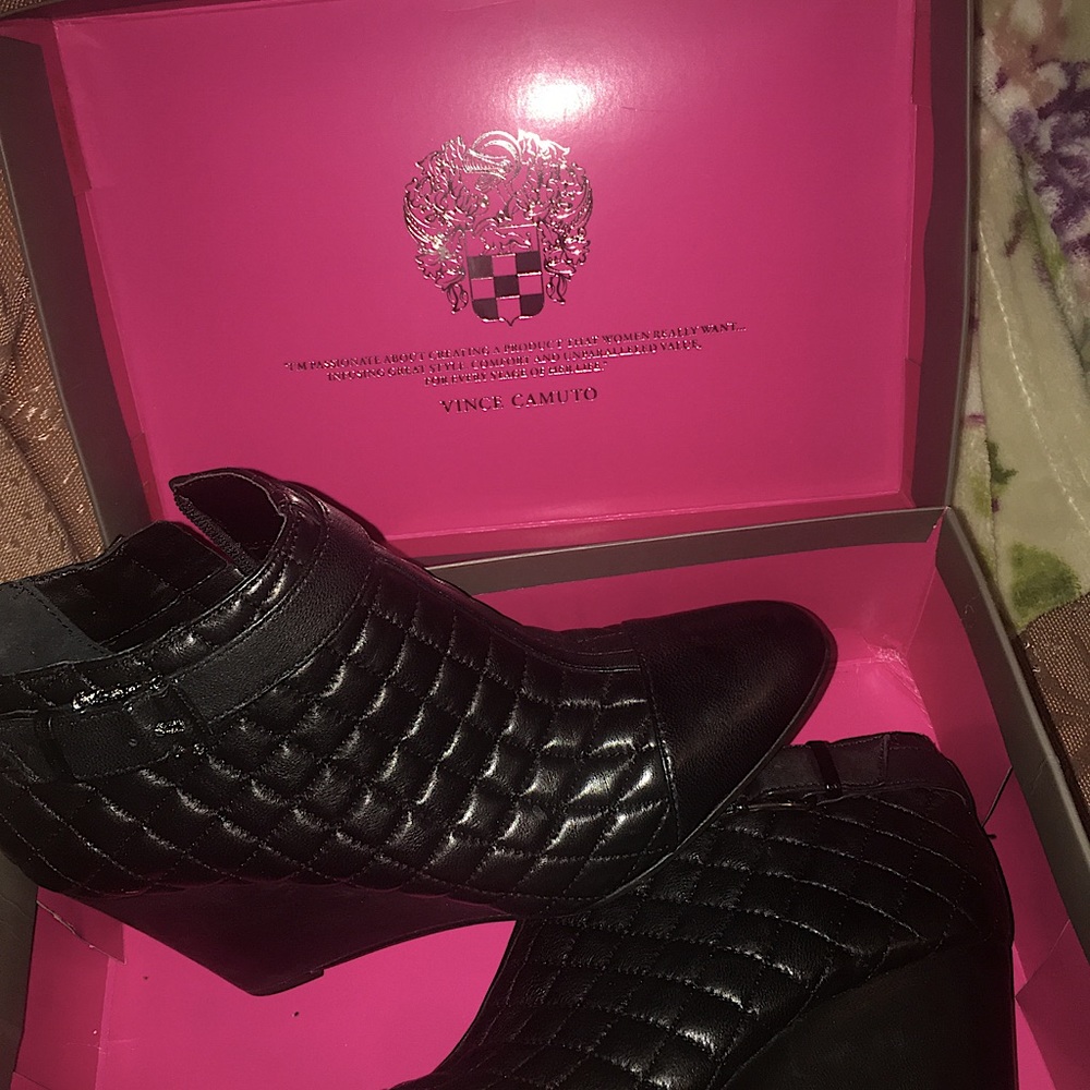 Vince Camuto Black Quilted Booties